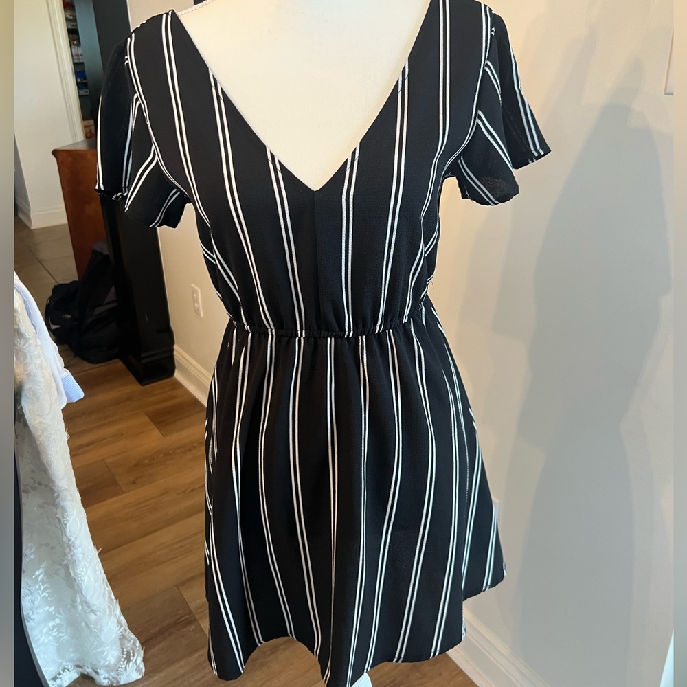 Black and White Vertical Stripped Dress